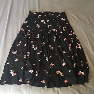 Black floral maxi skirt